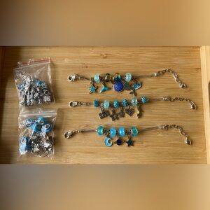 Silver and Blue Charm Bracelets